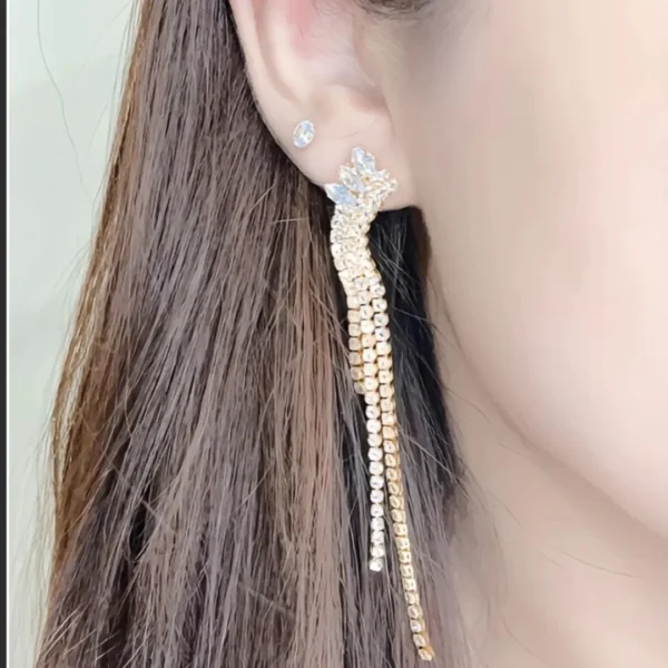 Western Rhinestone Tassel Earrings