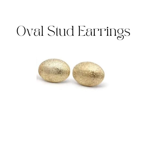 Women Gold Textured Oval Stud Earrings