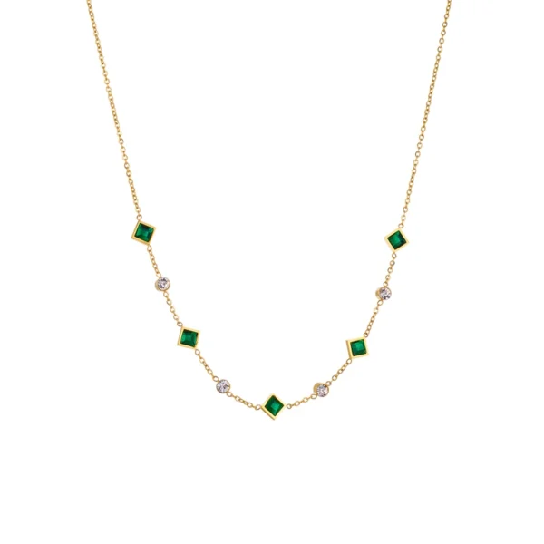 Green White Zircon Crystal Necklace Bracelets For Women