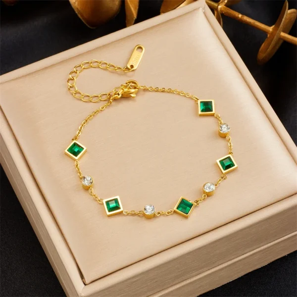 Green White Zircon Crystal Necklace Bracelets For Women