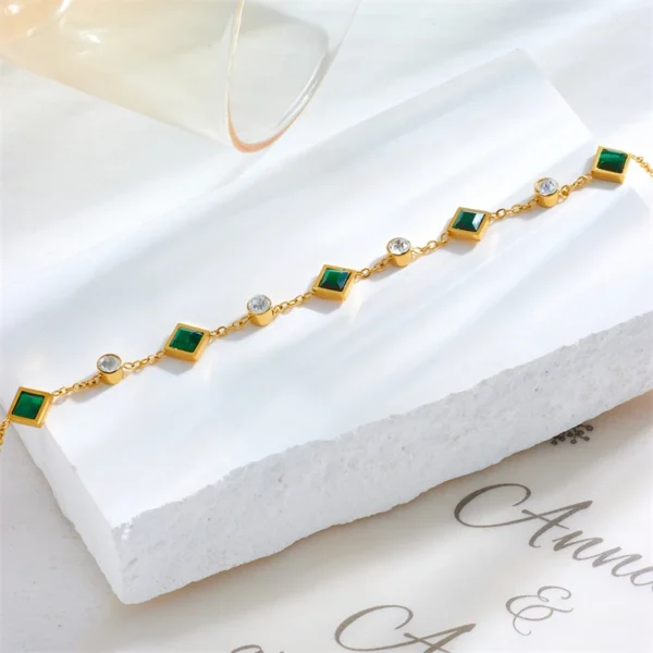 Green White Zircon Crystal Necklace Bracelets For Women