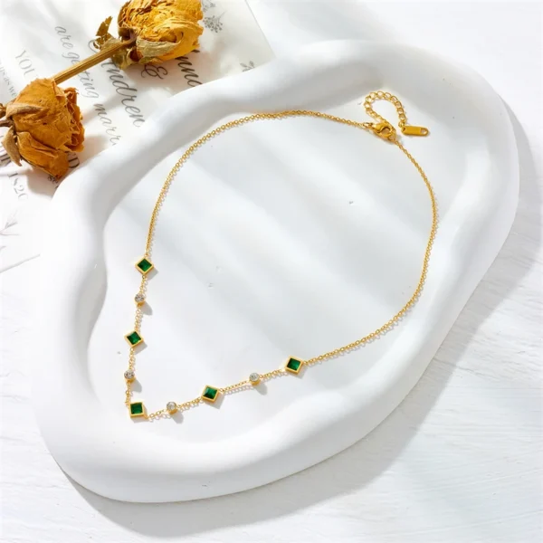 Green White Zircon Crystal Necklace Bracelets For Women