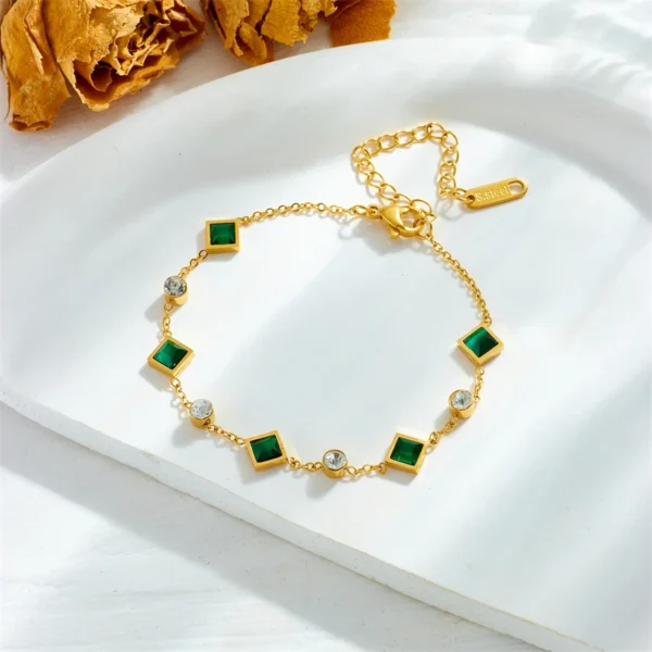 Green White Zircon Crystal Necklace Bracelets For Women