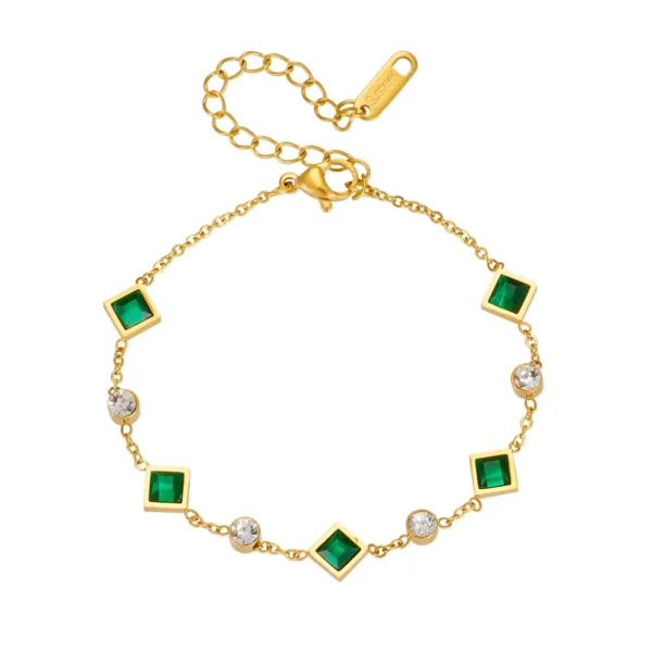 Green White Zircon Crystal Necklace Bracelets For Women