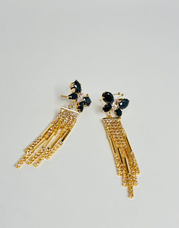 Enchanting Black Butterfly Tassel Earrings