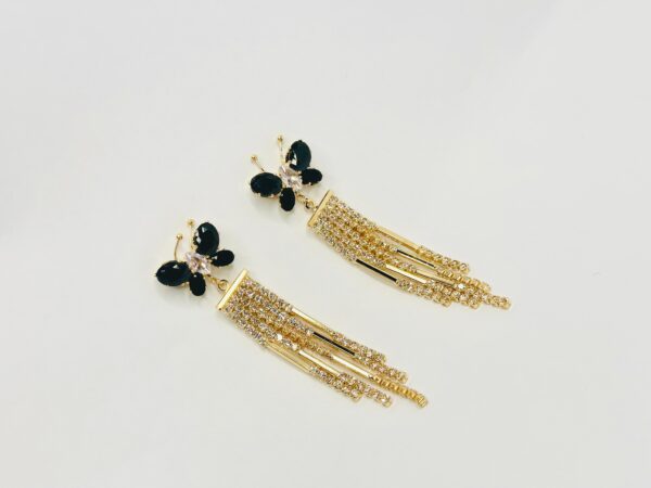 Enchanting Black Butterfly Tassel Earrings