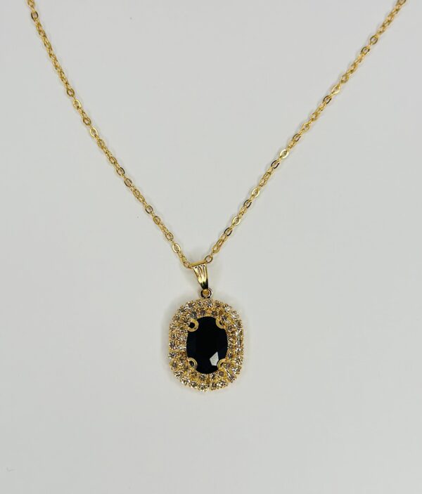 Golden Alloy Chain with Stone Locket/Necklace