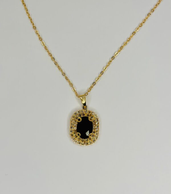 Golden Alloy Chain with Stone Locket/Necklace