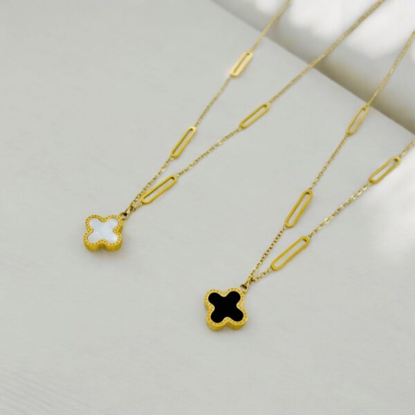 Gold Clover Pendant Necklace DUO