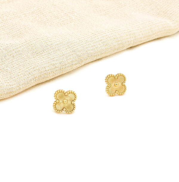 Gold Clover Necklace and Earring Set