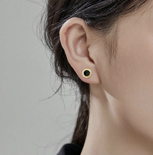 Black Moon Ear Studs