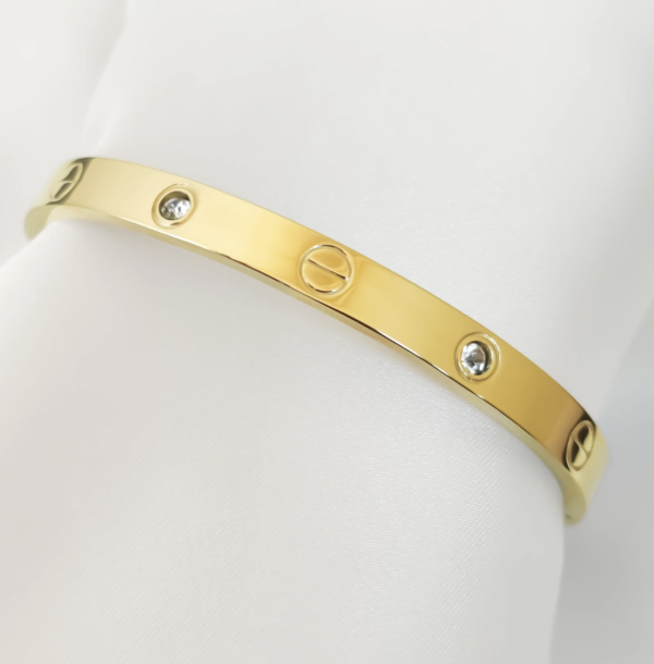 Sophisticated Gold-Plated Bangle Bracelet with Diamond Accents