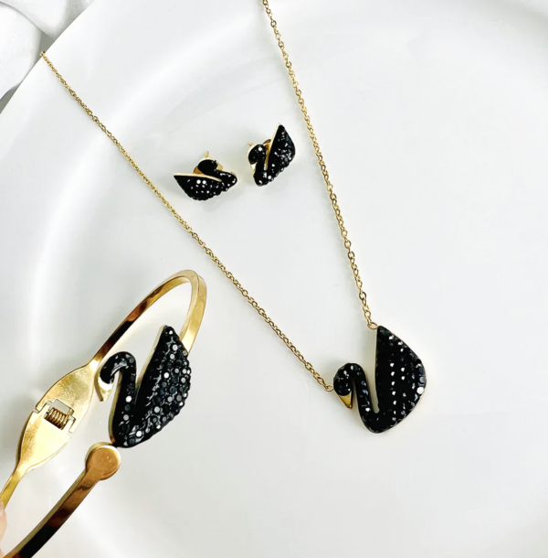 Swan Set - Bangle, Earring And Necklace Set